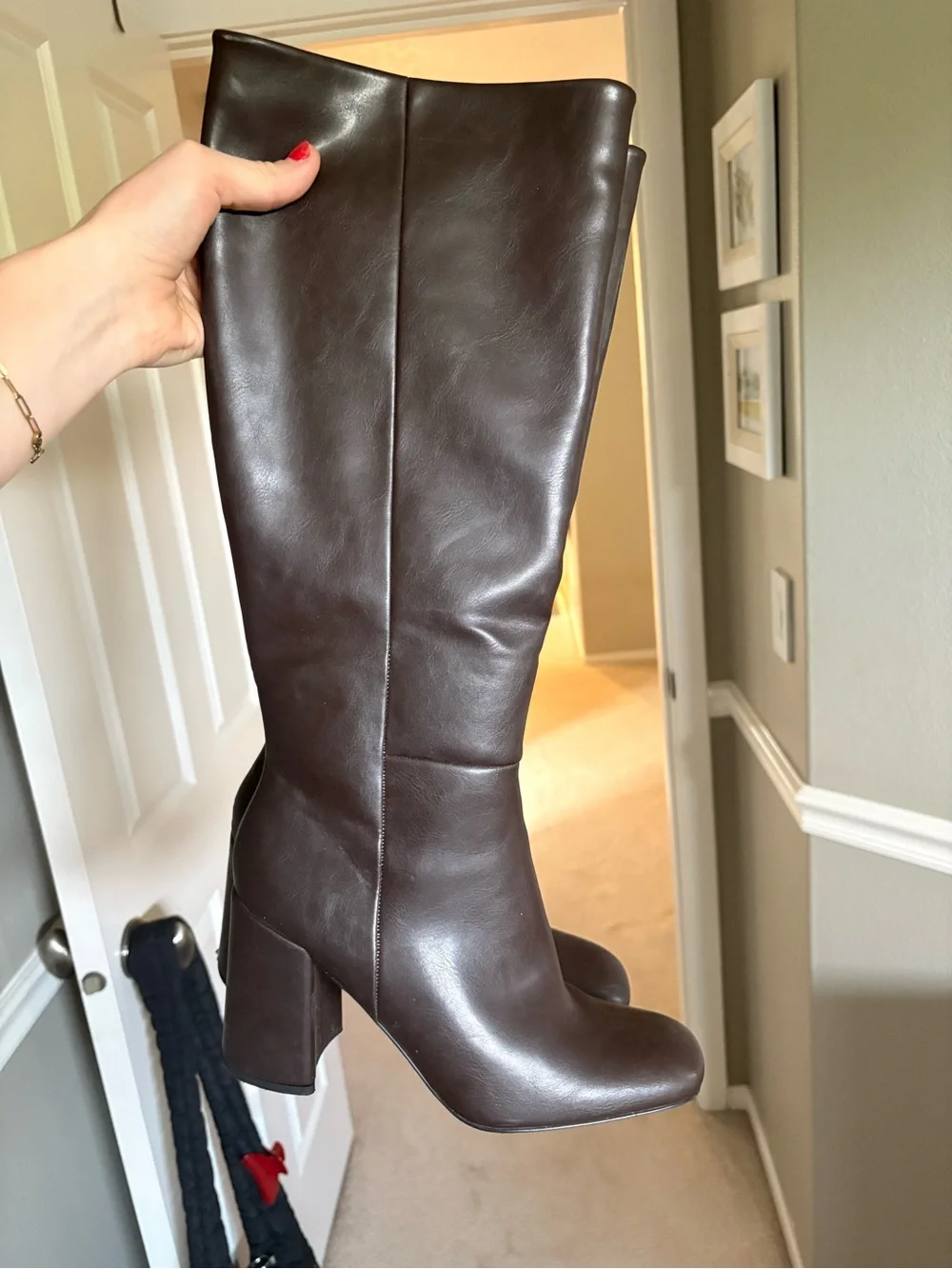 Brown Leather Knee-High Boots